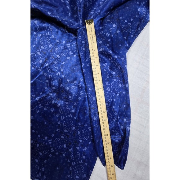 SOI PARIS Dress Surplice Neck Paisley Geometric Blue Cupro Rayon SZ EU 42 US L - Picture 6 of 12